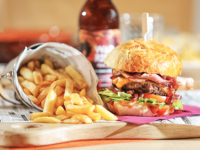Burger with fries